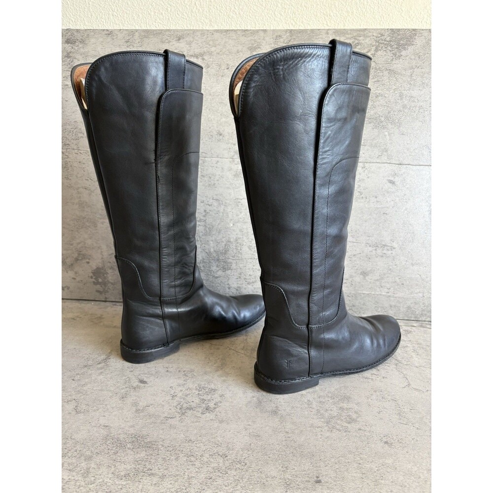 Vtg FRYE Melissa 76932 Knee High Tall Black Leather Riding Boots Women’s 6.5 B - Picture 3 of 9